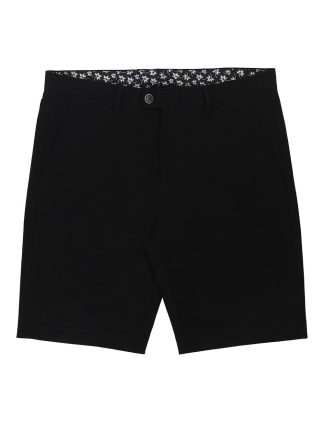 Solid Black Cotton Stretch Slim Fit Casual Shorts