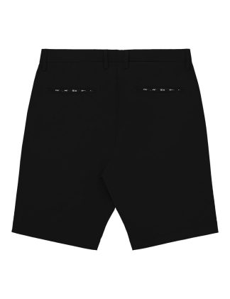 Solid Black Cotton Stretch Slim Fit Casual Shorts