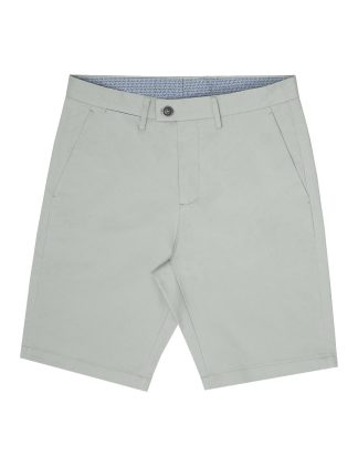 Solid Light Grey Cotton Stretch Slim Fit Casual Shorts - CS1A5.7