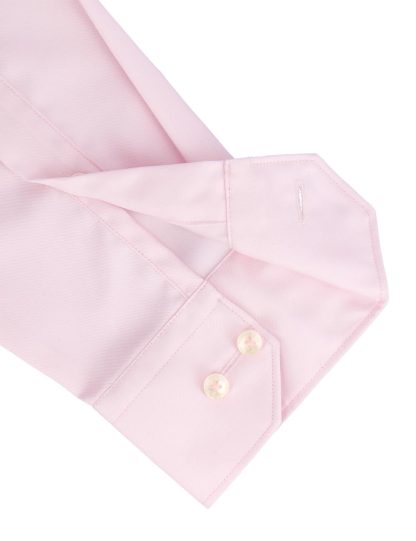 Everyday Armour Collection: Solid Pink 2 Ply 100% Cotton Wrinkle Free Modern/Classic Fit Long Sleeve Shirt unbuttoned cuff