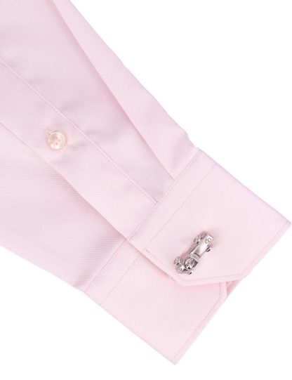 Everyday Armour Collection: Solid Pink 2 Ply 100% Cotton Wrinkle Free Modern/Classic Fit Long Sleeve Shirt with cufflink