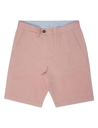 Solid Pink Cotton Stretch Slim Fit Casual Shorts CS1A3.7