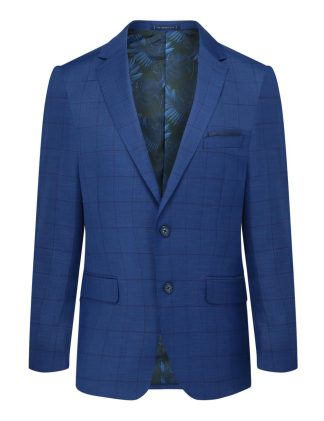 Dark Blue Checks Tailored Fit Single Breasted Blazer - S2B2.6