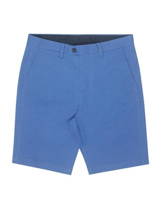 Solid Blue Cotton Stretch Slim Fit Casual Shorts CS1A7.7