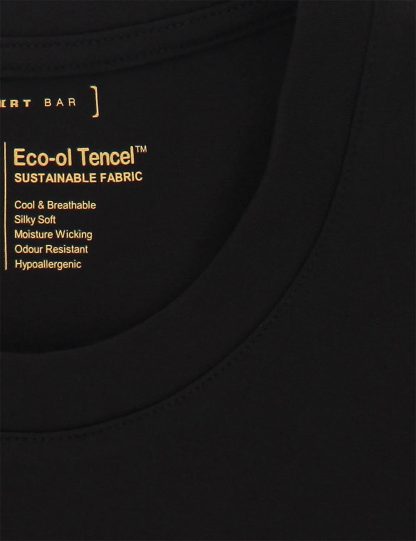 Solid Black Tencel Oversized IMPACT Print T-Shirt