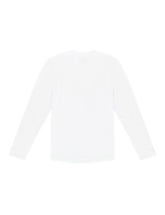 Solid White Premium Cotton Stretch Long Sleeve Henley T-shirt