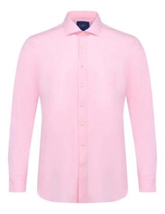 Everyday Comfort Collection: Solid Pink Double-Ply Multi-Way Stretch Slim/Tailored Fit Long Sleeve Shirt - SF2AF15.NOS